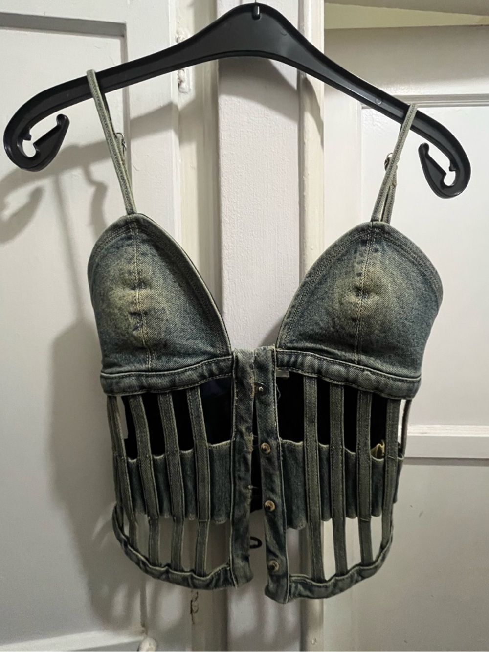 Outcast perri corset cage top in vintage denim size small - Picture 7 of 16